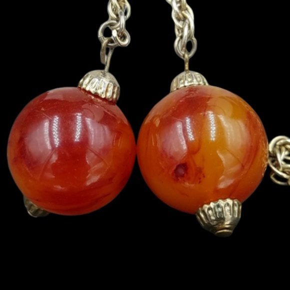 Vintage Marbled Bakelite Bead Lariat Necklace - Picture 3 of 3